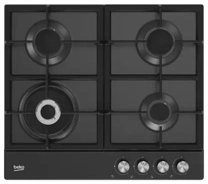 Beko HIAW 64225 BX Built-in Gas Cooker, Stainless Steel, 4 Burners, 60 cm, Cast Iron, Auto Ignition, Full Safety - Black