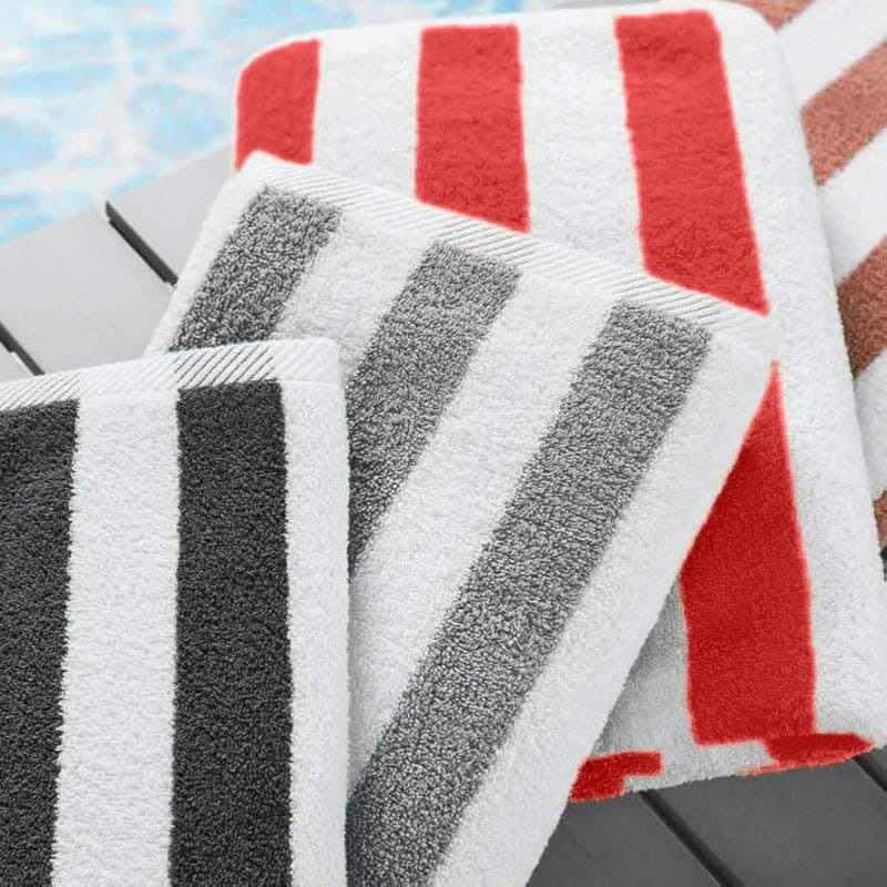 Signola Beach Towel Set, 3 Pieces, Cotton, 180 x 70 cm - Black, Grey, Red