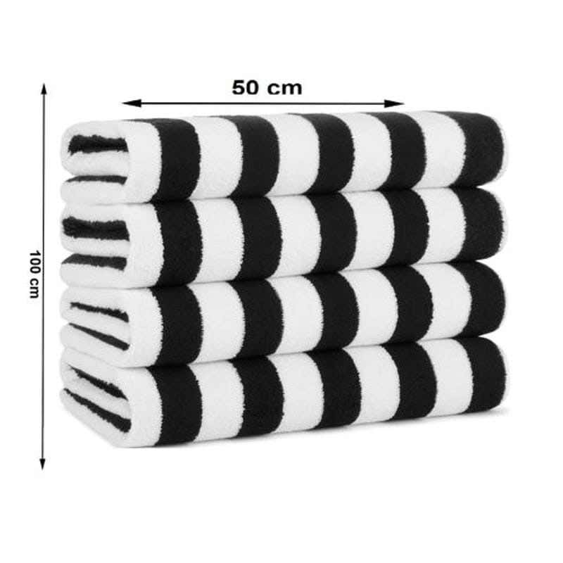Signola Beach Towel Set, 4 Pieces, Cotton, 100 x 50 cm - Black