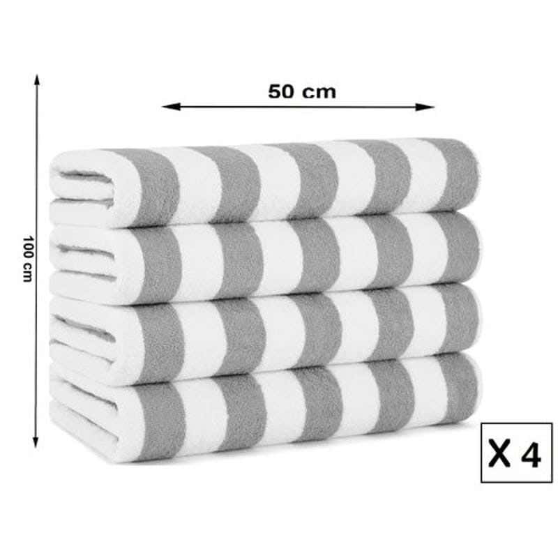 Signola Beach Towel Set, 4 Pieces, Cotton, 100 x 50 cm - Grey