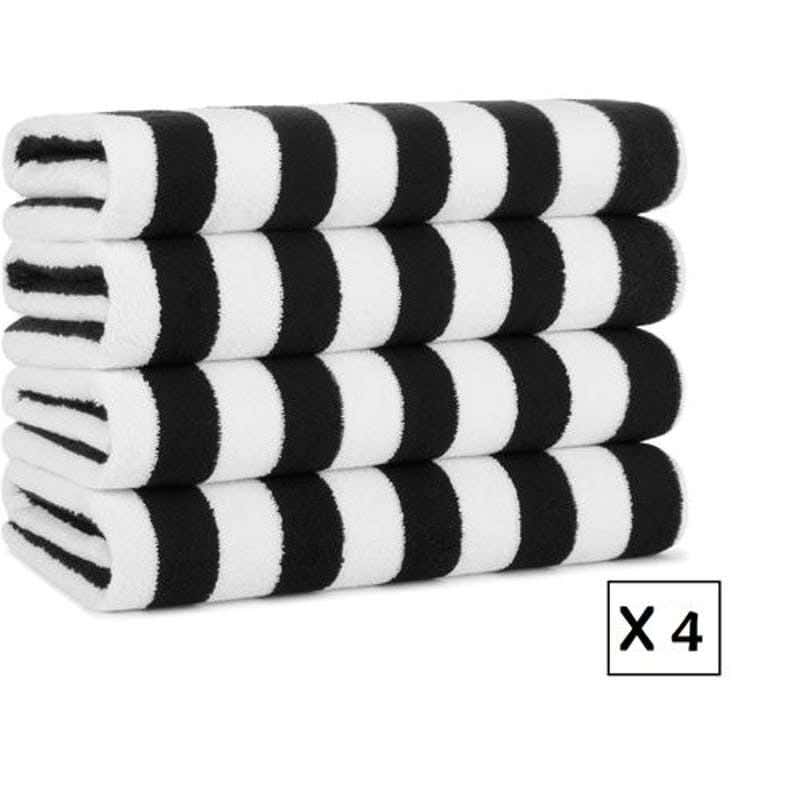 Signola Bath Towel Set, 4 Pieces, Cotton, 180 x 70 cm - Black