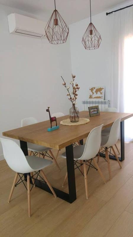 Red Beech Wood Dining Room Set, 7 Pieces - White Brown