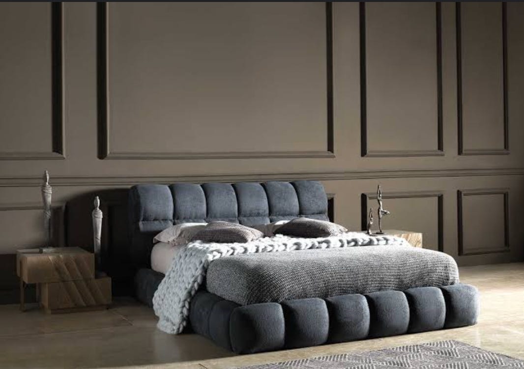 Musky Wood Bed and Contour Wood, 200×120×180 , Velvet - Grey