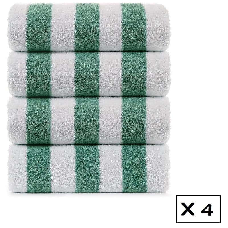 Signola Beach Towel Set, 4 Pieces, Cotton, 100 x 50 cm - Green