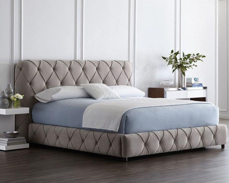 Musk Wood Bed and Contour Wood, 200×120×180 , Velvet - Beige