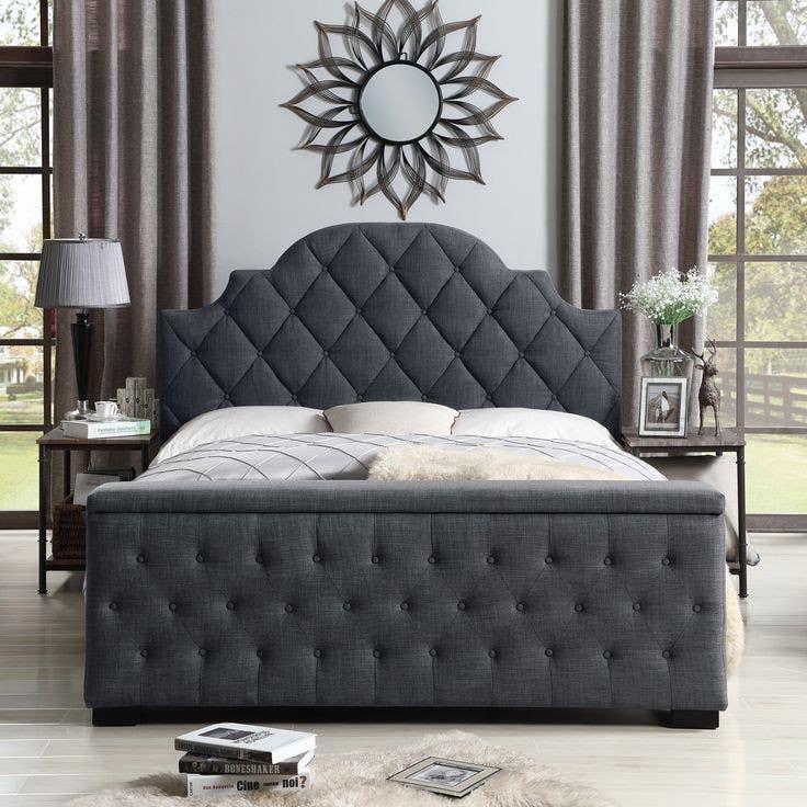 Musky Wood Bed and Contour Wood, 200×120×160 , Velvet - Grey