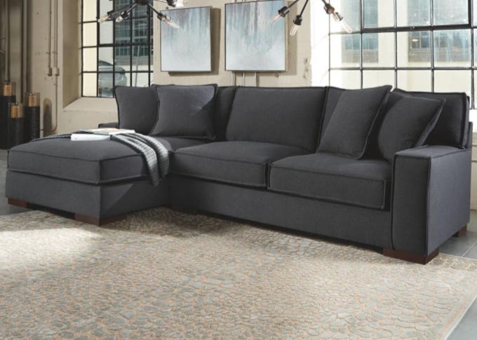 Sofa L-Shape, Red Beech Wood, 250×170×75×80 - Grey