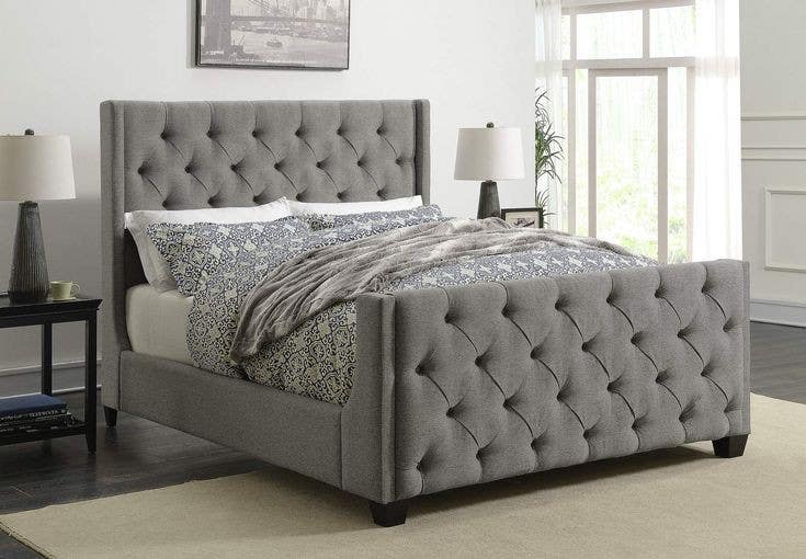 Bed Moskey Wood and Counter Wood, 200×120×120 , Velvet - Grey