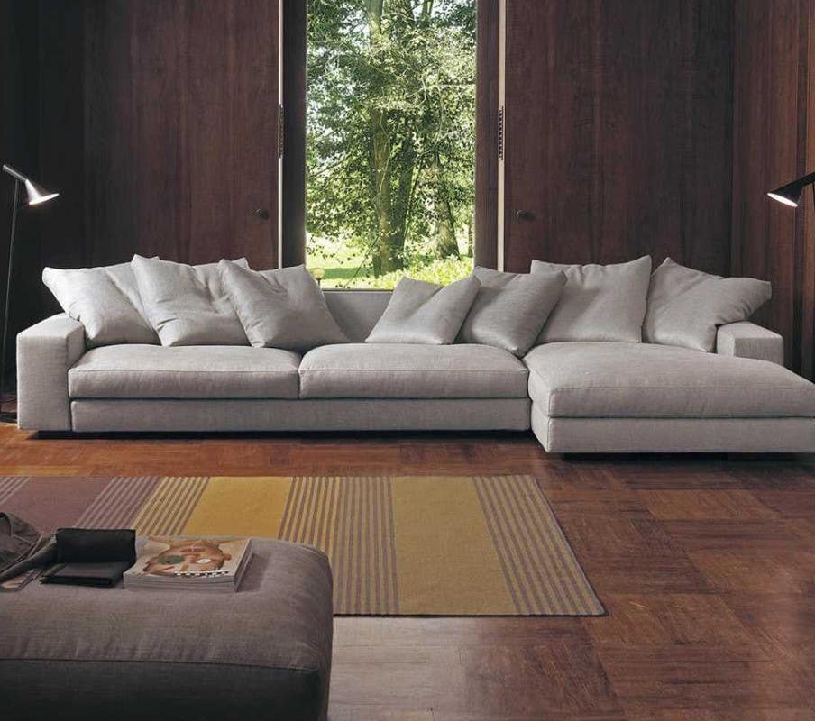 Sofa L Shape, Red Beech Wood, 290×160×75×80 , Velvet - Beige