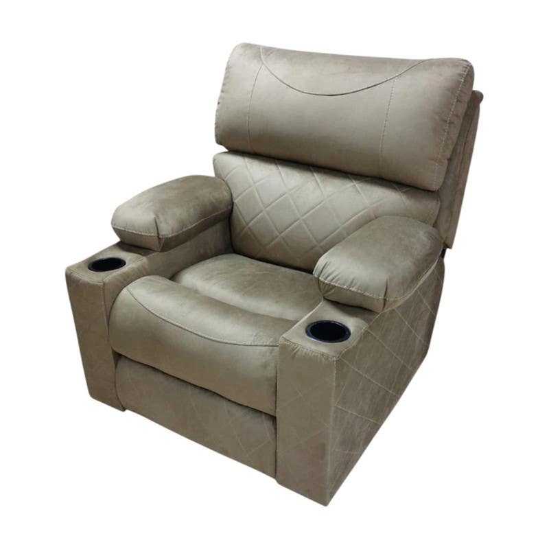 Lazy Boy Recliner Chair, 85x100x90 cm, Beech + MDF - Light Coffee