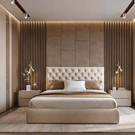 Queen Capitonné Bed, Beech Wood, Suede Upholstery, 200 X 160 Cm, Height 122 Cm - Off White