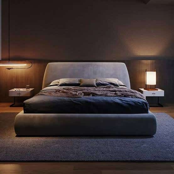 Queen Capitonné Bed, Beech Wood, Suede Upholstery, 200 X 160 Cm, Height 122 Cm - Grey