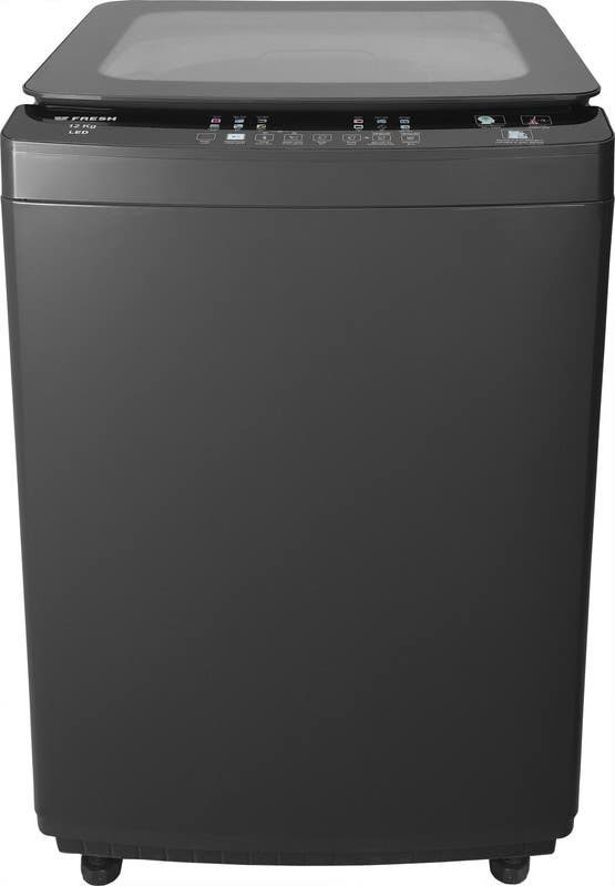 Fresh FTM-12SL Top Loading Automatic Washing Machine, 12 kg - Grey Black