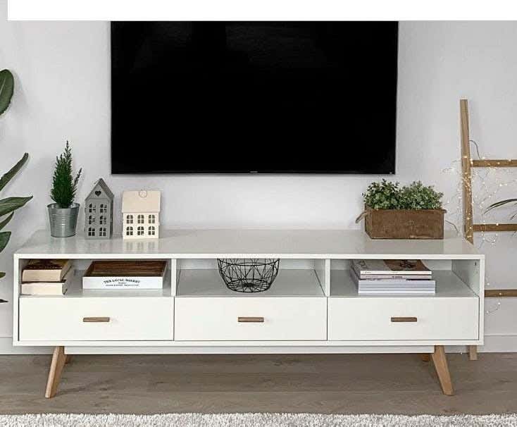 Modern Mdf Wooden Tv Table, 160 X 53 X 30 Cm - White