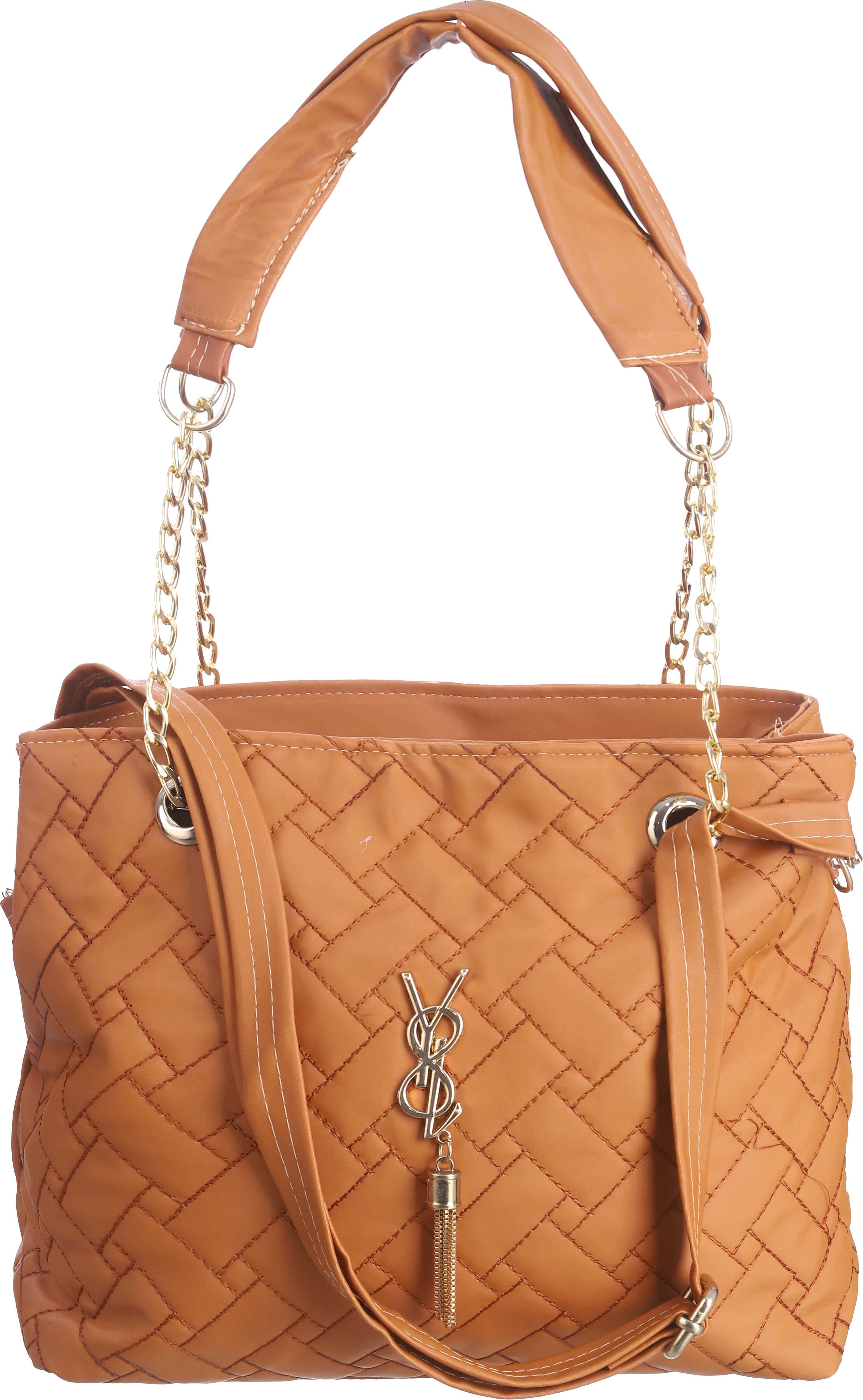 Waterproof Shoulder Bag For Women, 2 Zippers, 25×28 cm - Havana