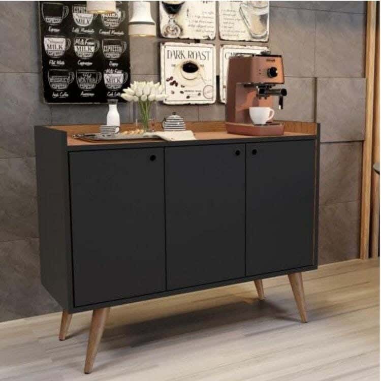 MDF Wood Modern Coffee Corner, 150×110×35 cm - White Brown