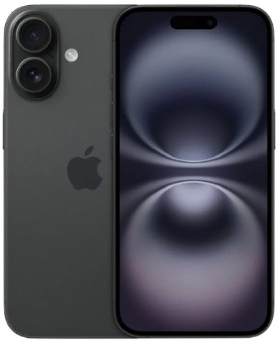 Apple iPhone 16, 8GB, 128GB, 5G - Black (No Active, Price Does Not Include Tax.)