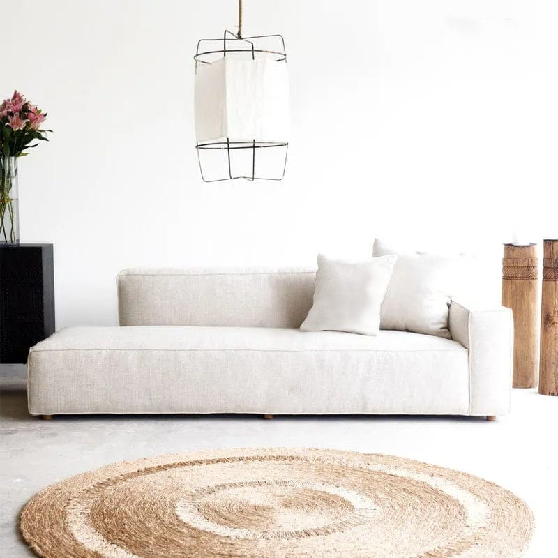 Beech Wood Sofa, Linen Fabric, 1 Piece, 75 X 200 X 65 Cm - Beige