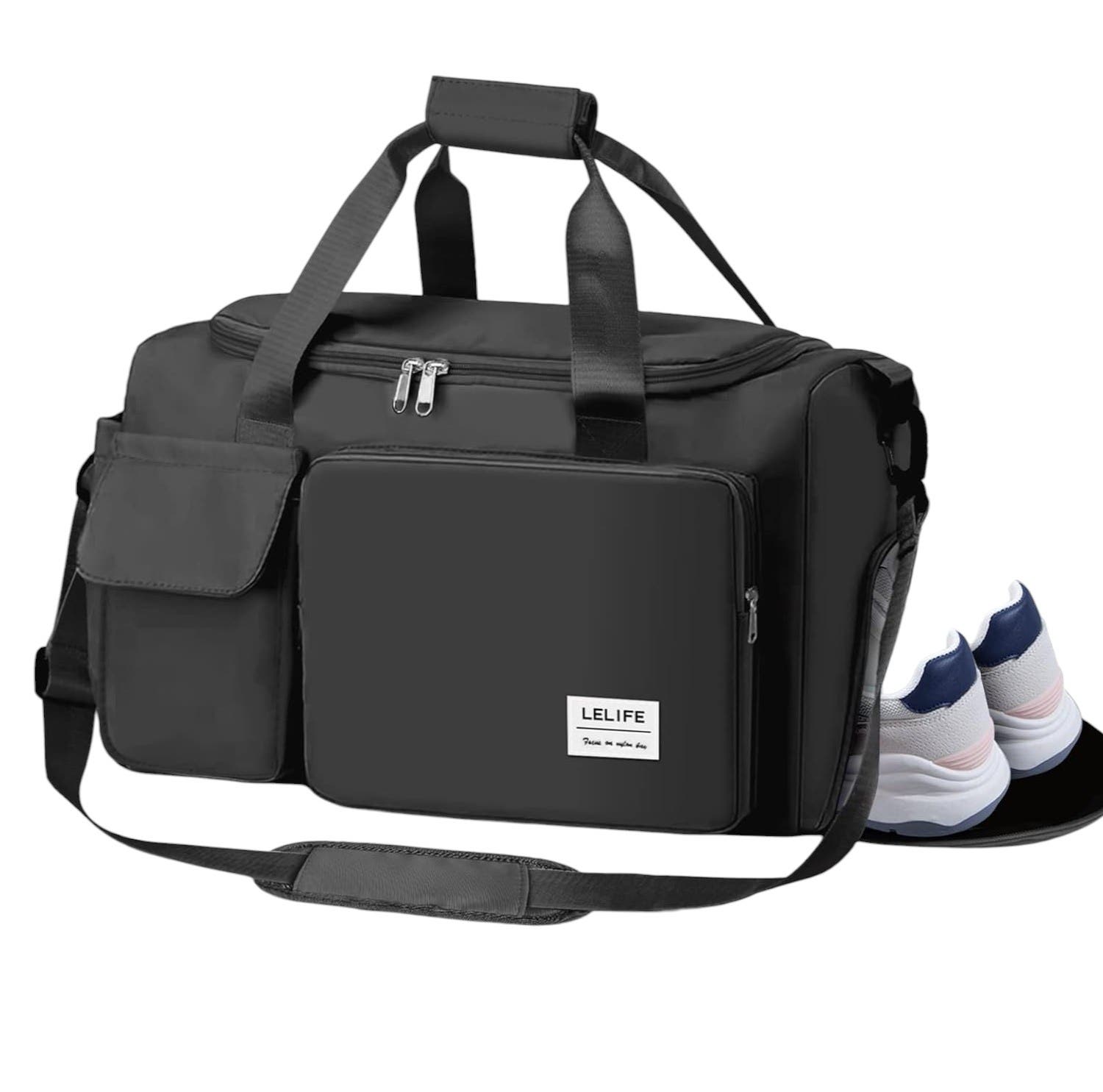 Lelife Wet Pocket Waterproof Gym Bag - Black