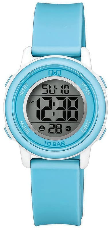 Q&Q M208J006Y Round Digital Sport Watch For women, M /26 - 39 mm - Turquoise