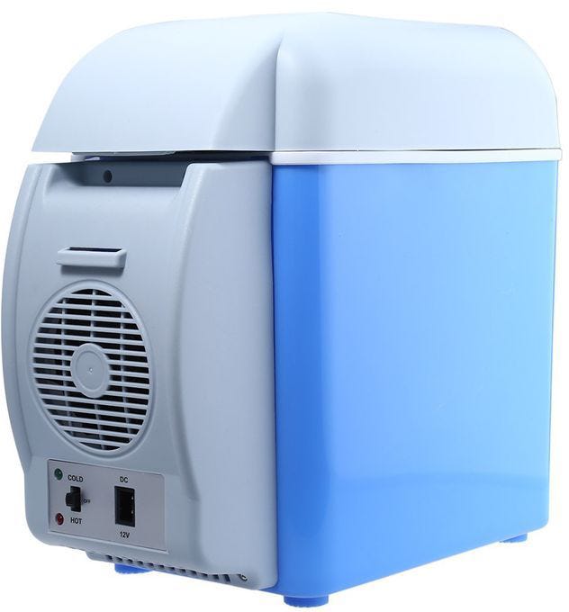 Portable Electric Cooler For Hot And Cold Food And Drinks In The Car And On Trips, 7.5 Liters - Blue-Grey
