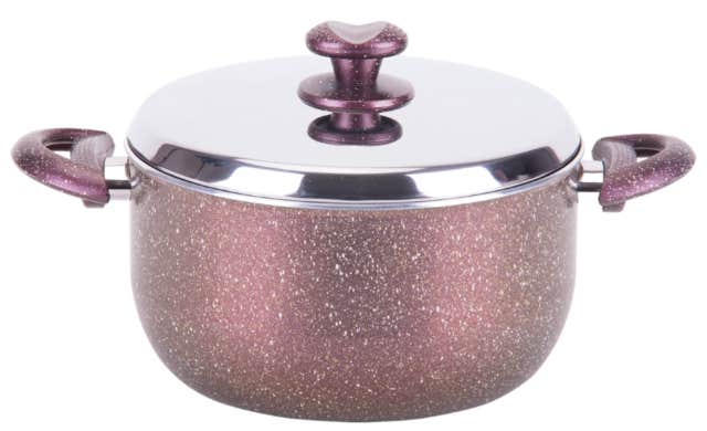 Nouval Granite Plus Pot with Stainless Lid , 3.5 mm , Size 18 - Red Bordou