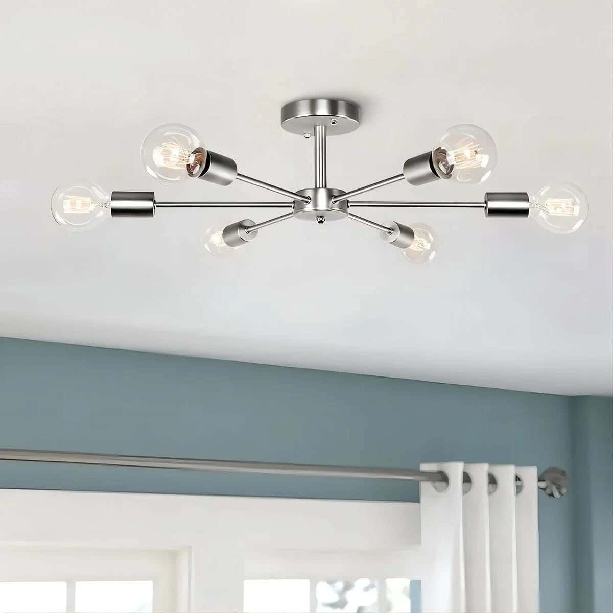 Joky Electrostatic Powder-Coated Steel Chandelier, 55 X 25 Cm - Glossy Silver