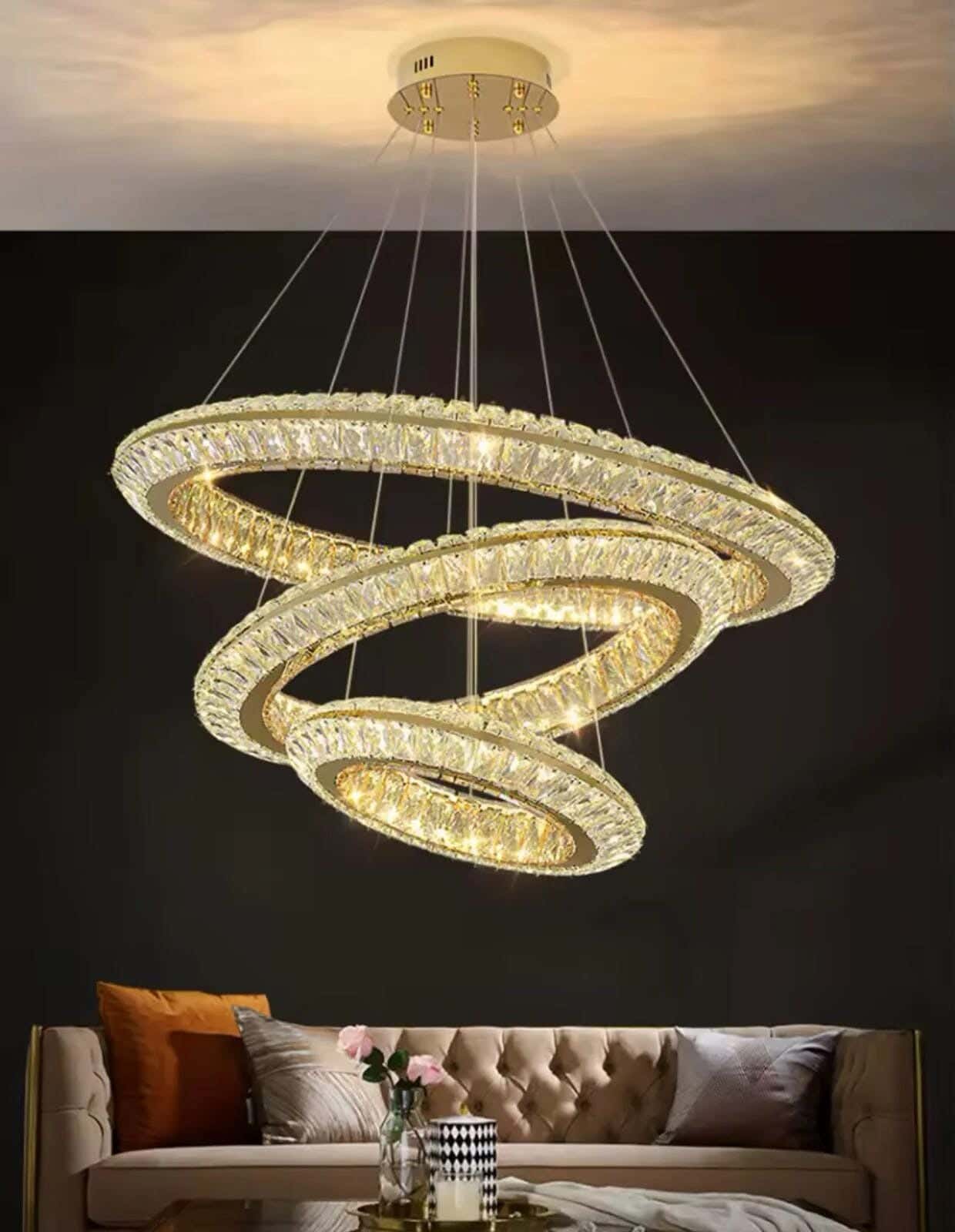 Joky Stainless Steel Crystal Chandelier, 40+60+80 Cm - Gold