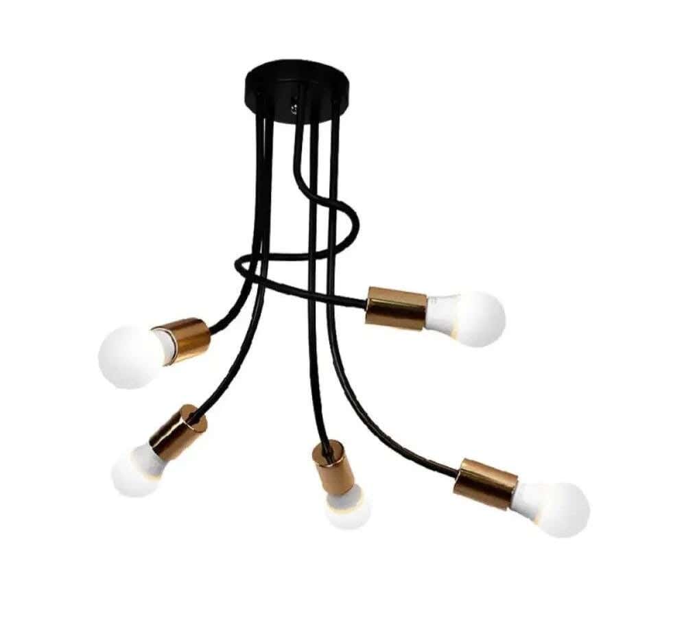 Joky Electrostatic Powder-Coated Steel Chandelier, 30 X 20 Cm - Glossy Black Gold