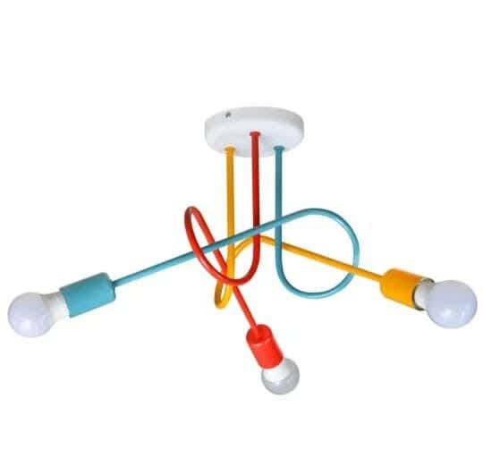 Joky Electrostatic Powder-Coated Steel Chandelier, 30X60X30 Cm - Orange, Red, Turquoise