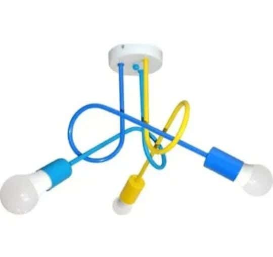 Joky Electrostatic Powder-Coated Steel Chandelier, 30X60X30 Cm - Baby Turquoise Yellow And Blue