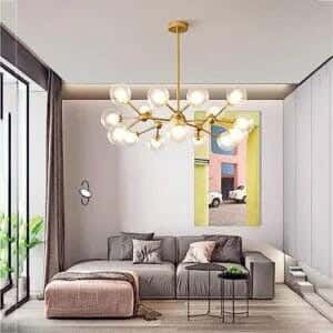 Joky Electrostatic Powder-Coated Steel Chandelier, 80X80X50 Cm - Glossy Gold