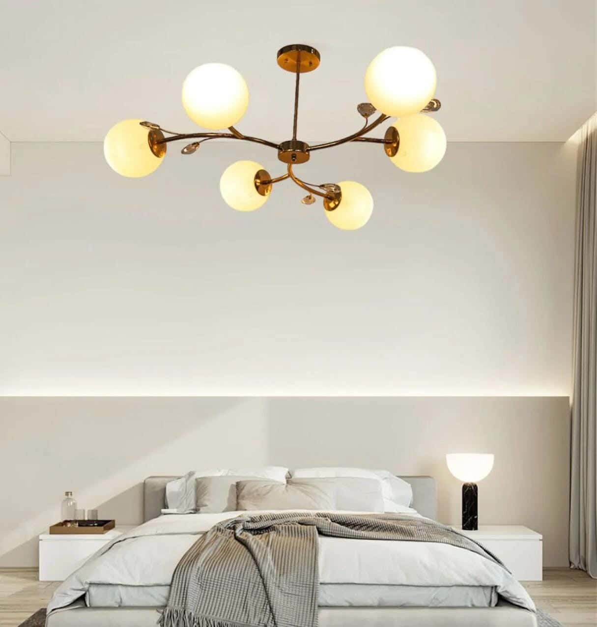 Joky Electrostatic Powder-Coated Steel Chandelier, 50X80 Cm - Glossy Gold