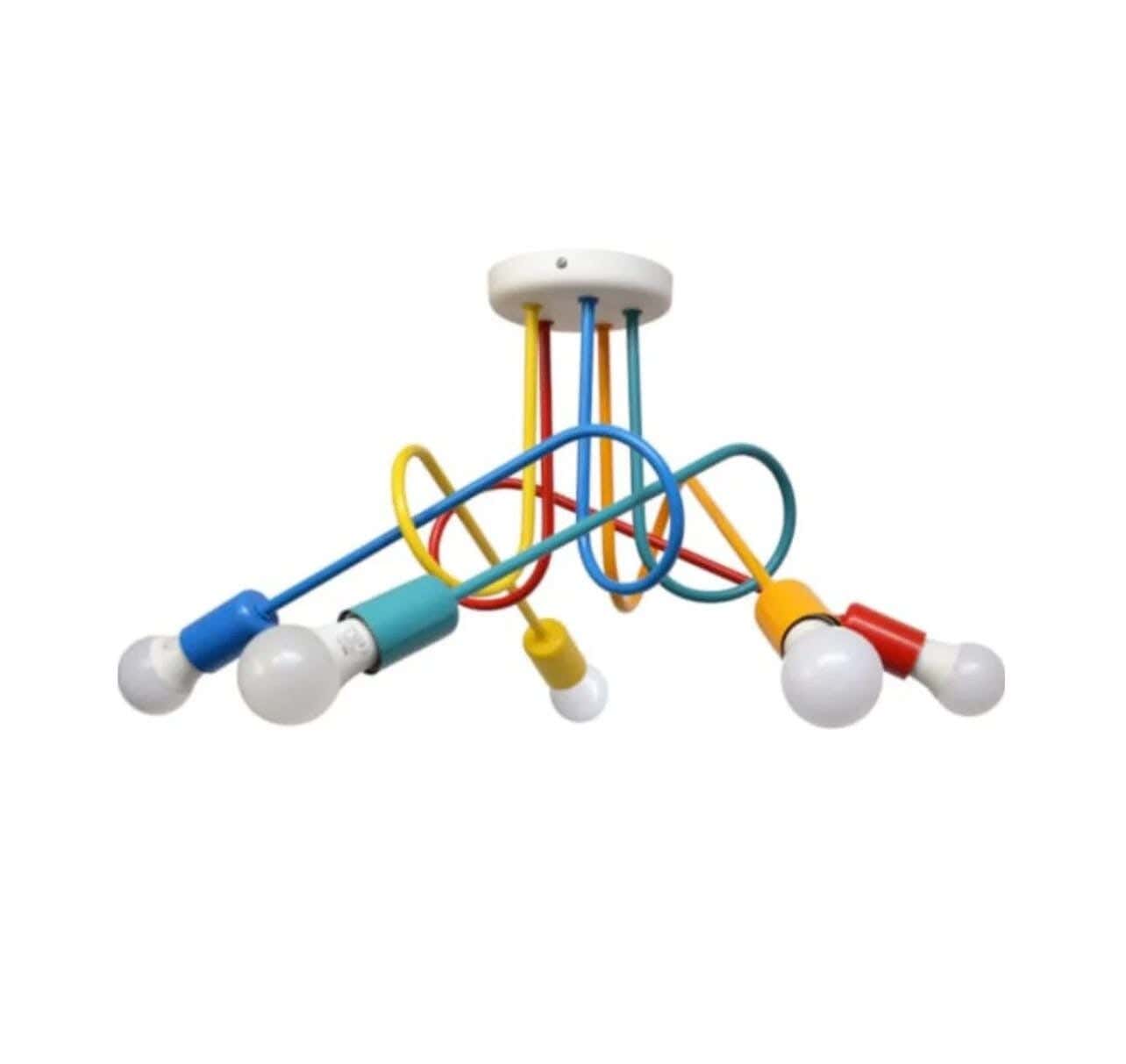Steel Chandelier With Electrostatic Paint, Joky Brand, 30 X 20 Cm - Turquoise Yellow, Baby Blue, Yellow Red