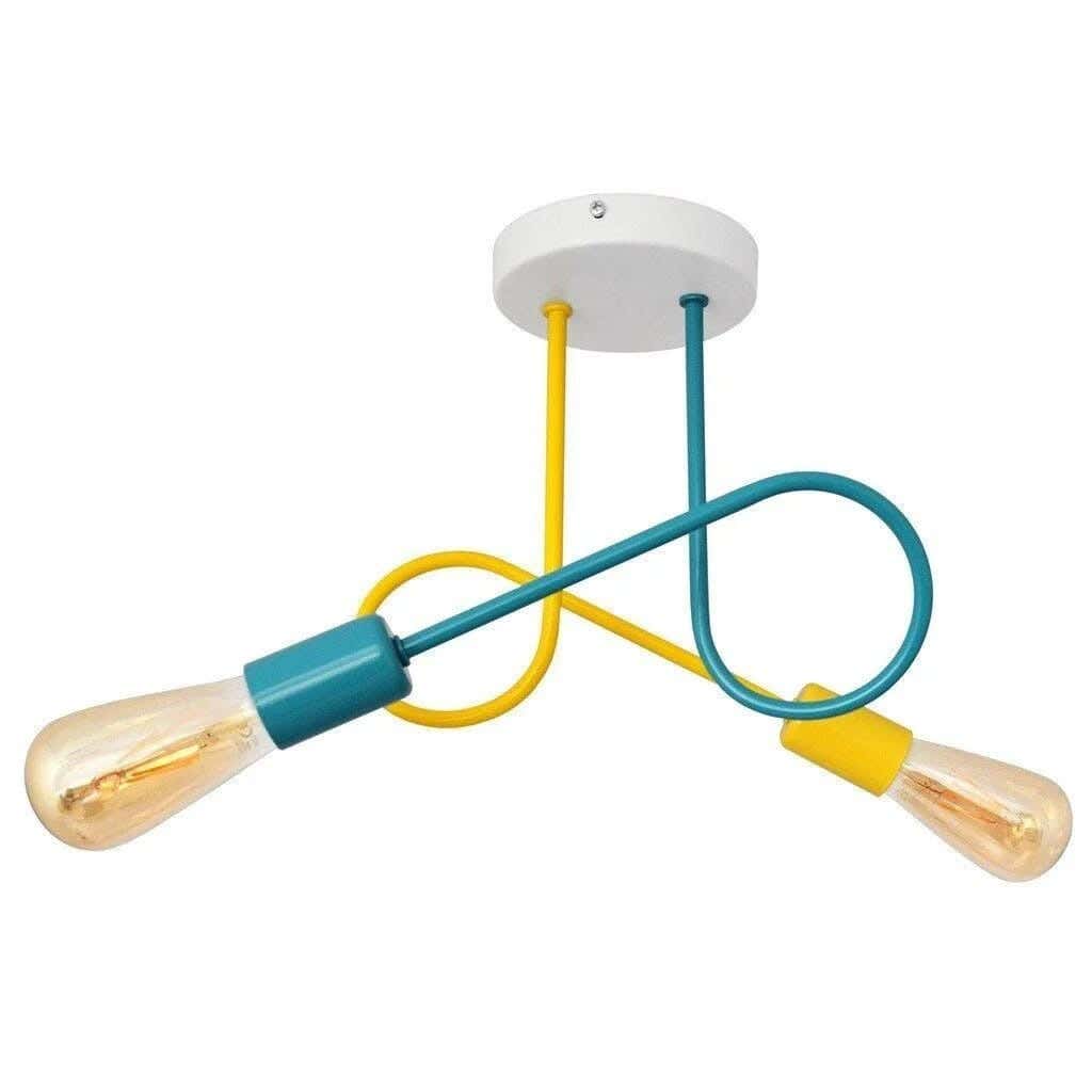 Steel Chandelier With Electrostatic Paint, Joky Brand, 30X60X30 Cm - Turquoise Yellow