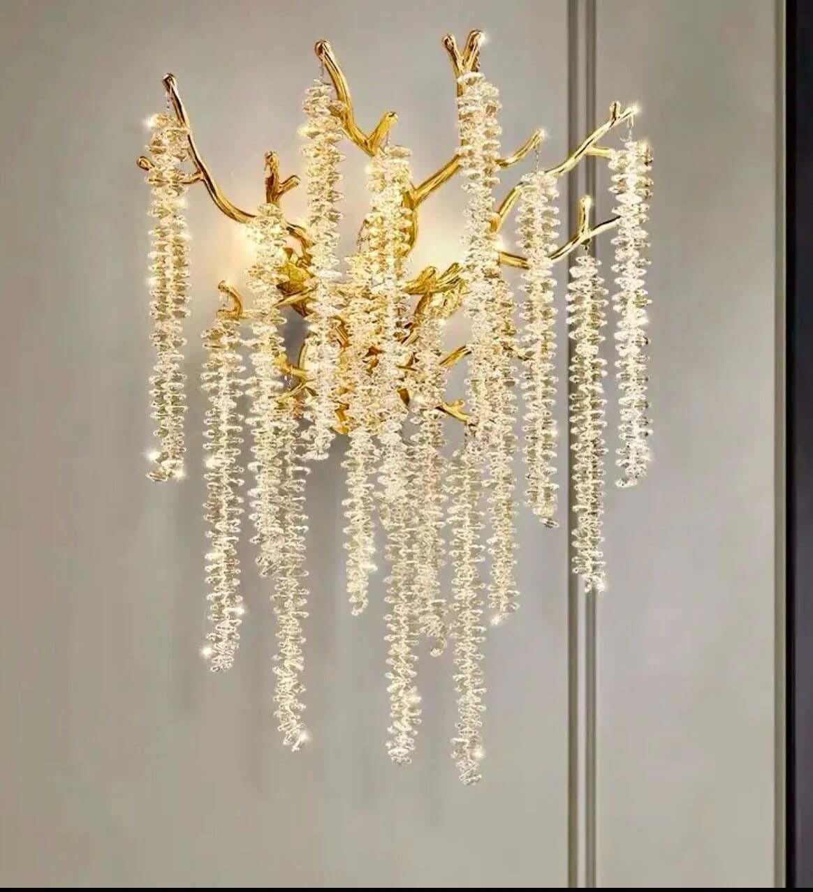 Crystal Steel Sconces With Electrostatic Paint, 35 X 30 Cm - Gold