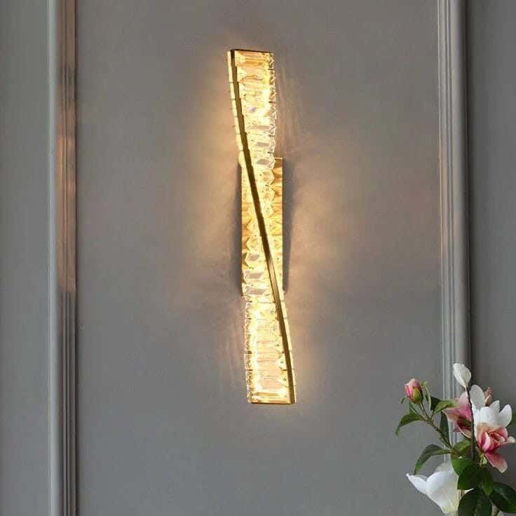 Crystal Steel Wall Light, Electrostatic Paint, Joky, 60 X 12 Cm - Gold