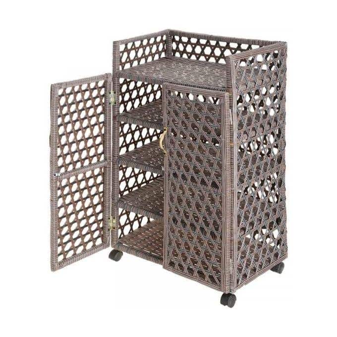 Rattan Shoe Rack, 5 Levels, 90 X 55 X 35 Cm - Beige