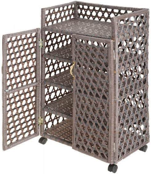 Rattan Shoe Rack With 5 Shelves, 90×55×35 Cm - Brown