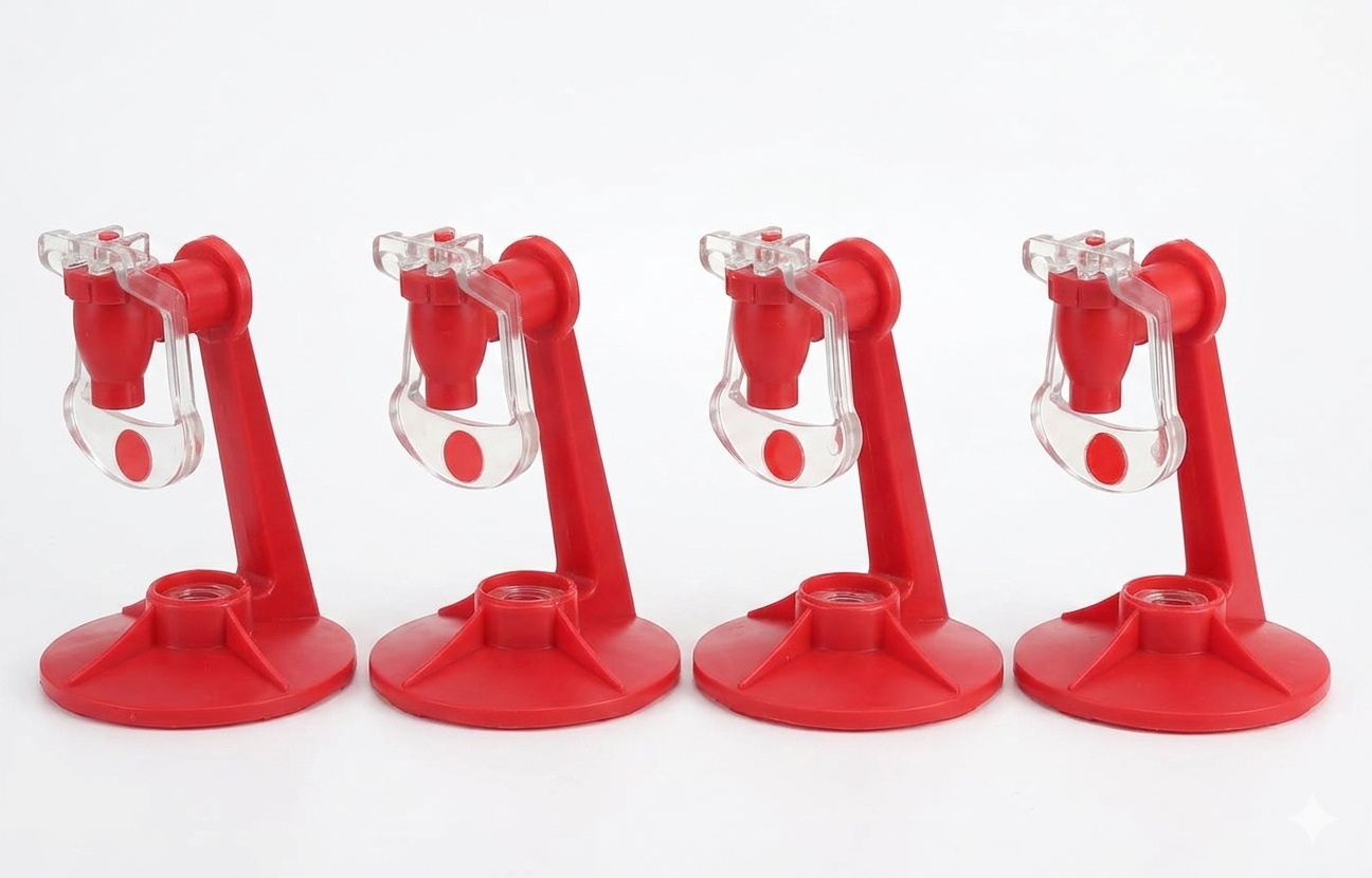 Sparkling water dispenser tap, suitable for most bottle sizes, 4 pieces - Red