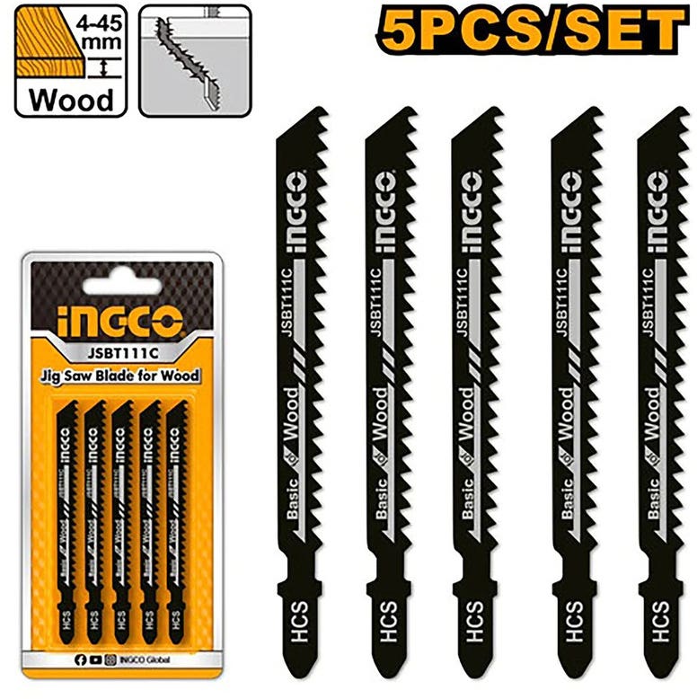 Ingco JSBT111C Electric Saw Blade Set, 5 Pieces - Black