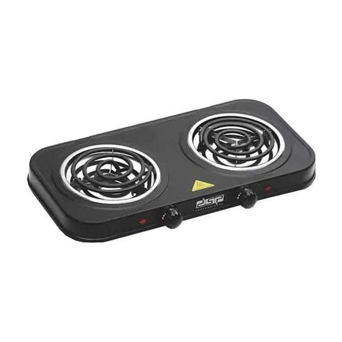 DSP KD4055 Electric Hob, 1000W, 2 Burners, Adjustable Heat - Black