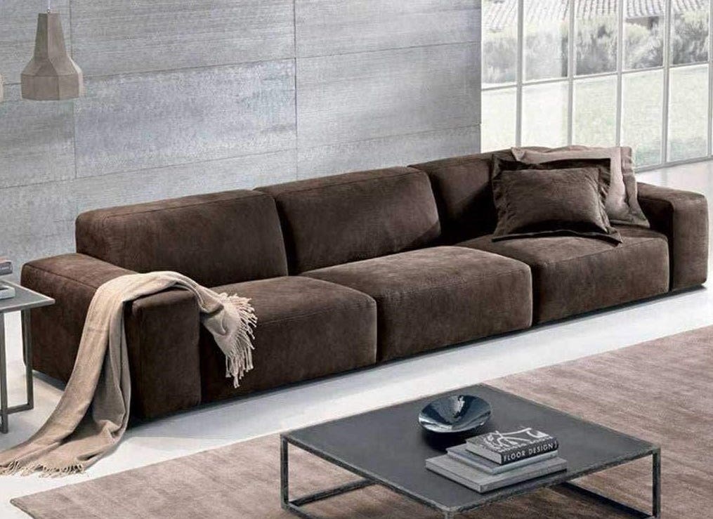 Beech Wood 3 Seats Sofa, 200x80 cm - Brown