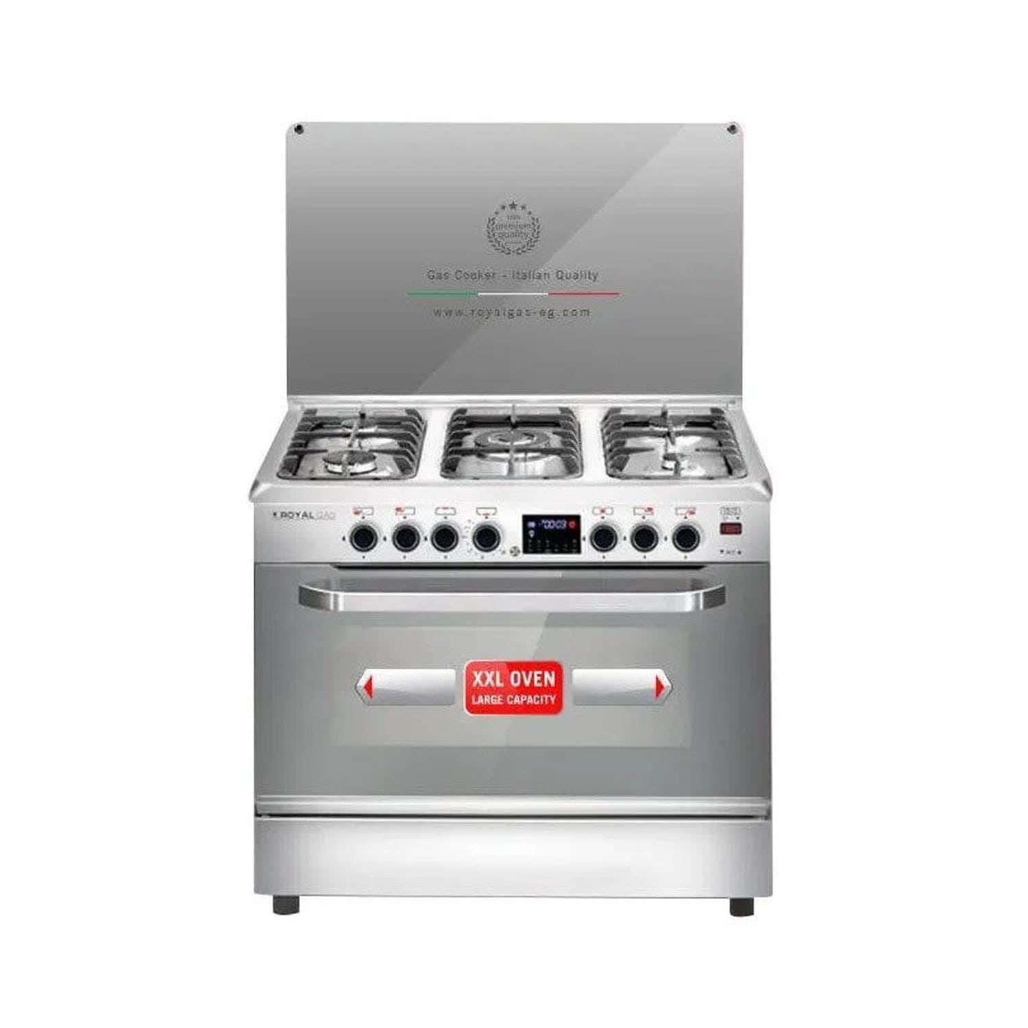 Royal Gas Master Chef Pro Gas Free Standing Cooker, 5 Gas Burners, 60×90 cm - Silver