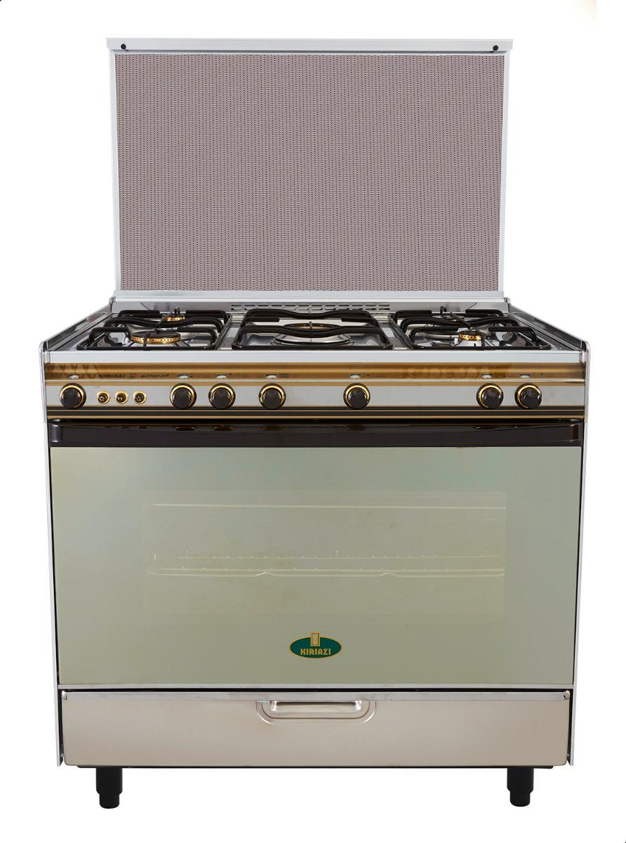 Kiriazi Gas Cooker, 5 Burners, Stainless Steel, 90×60 Cm, 8900S - Silver