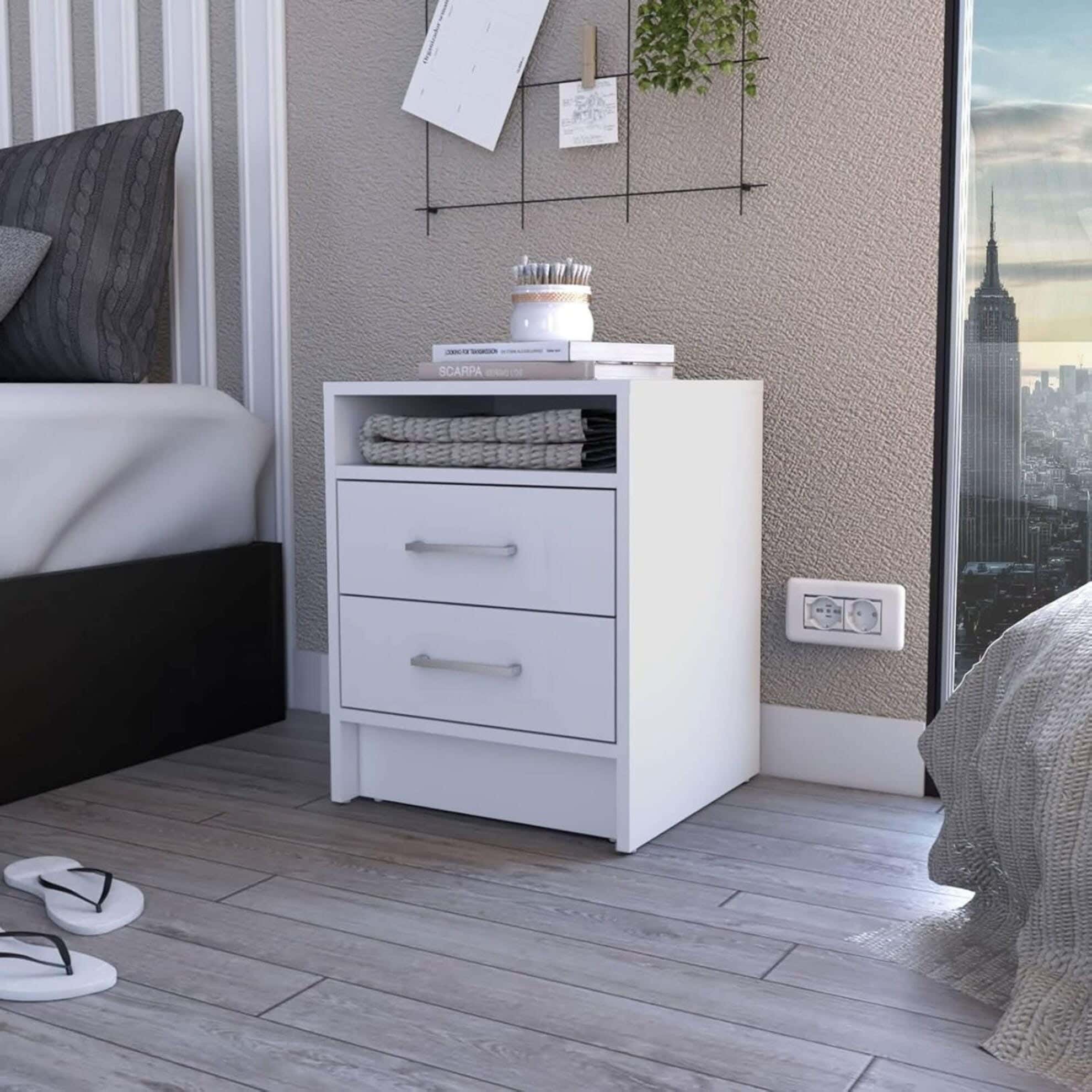 MDF Wood Modern Commode, 55x40x30 cm - White