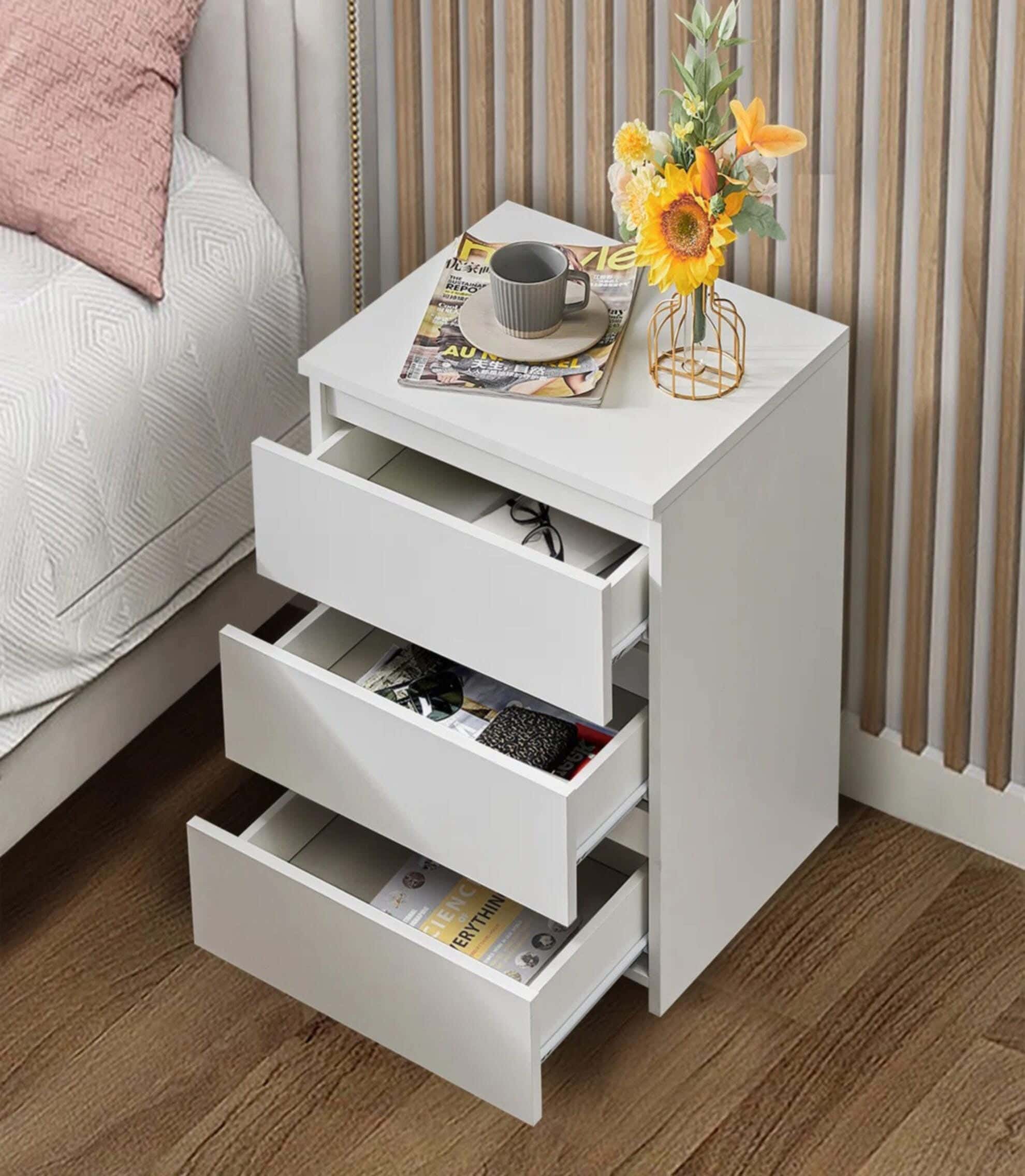 MDF Wood Modern Commode, 60x40x36 cm - White