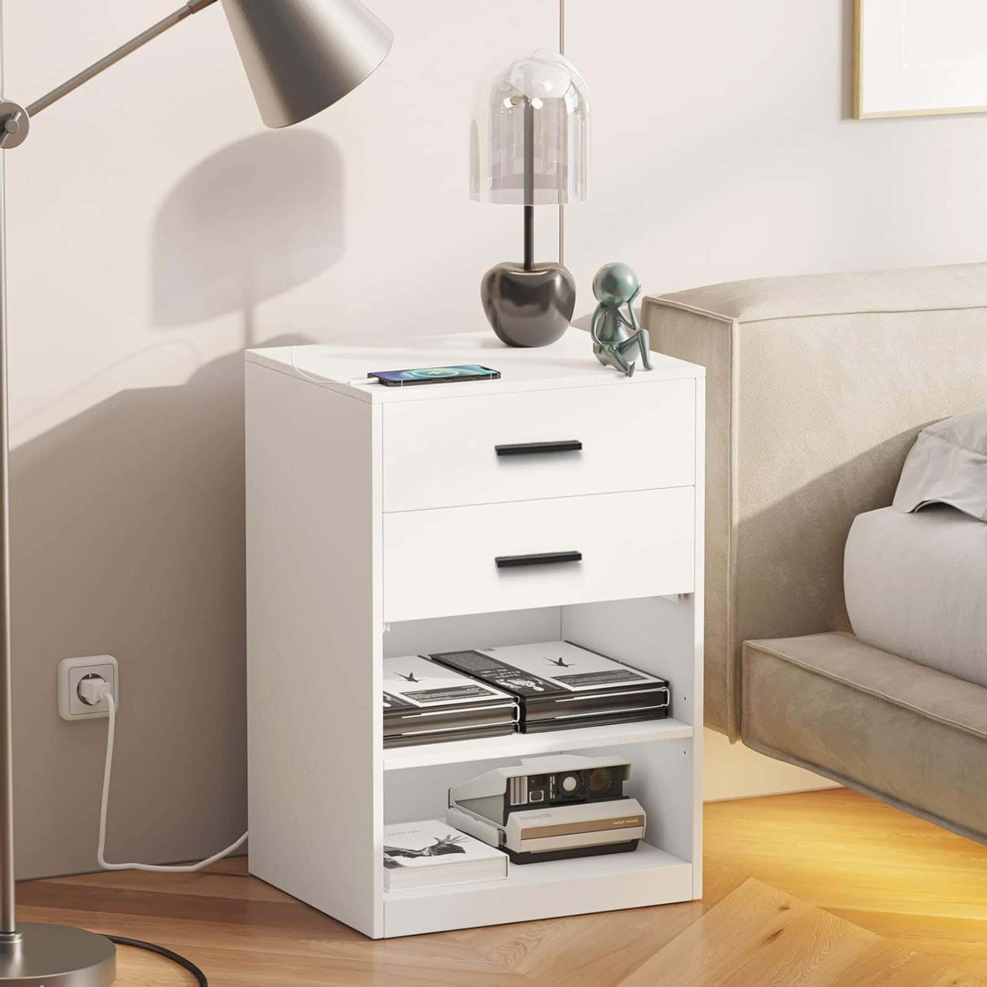 MDF Wood Modern Commode, 60x40x30 cm - White