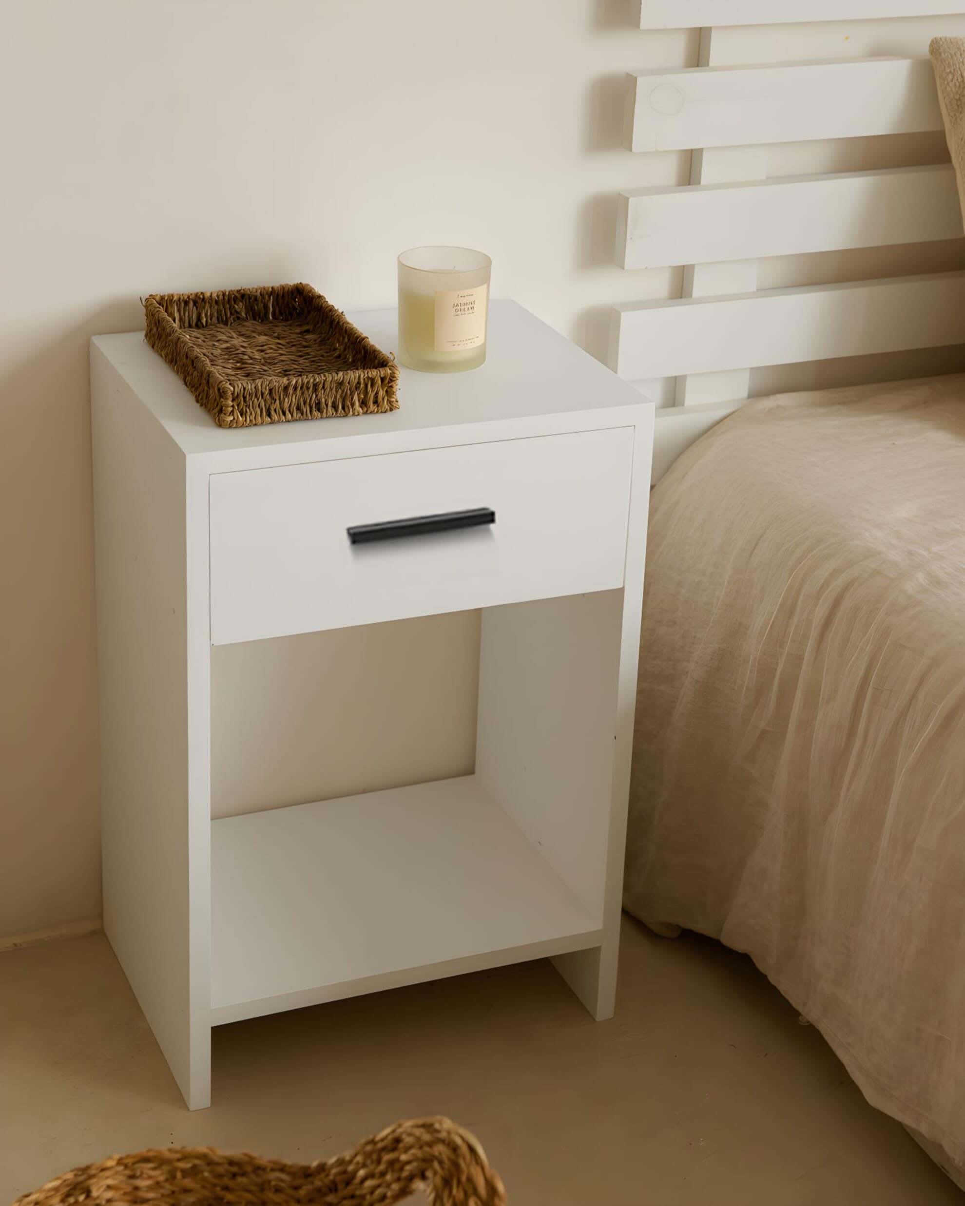 MDF Wood Modern Commode, 65x36x30 cm - White