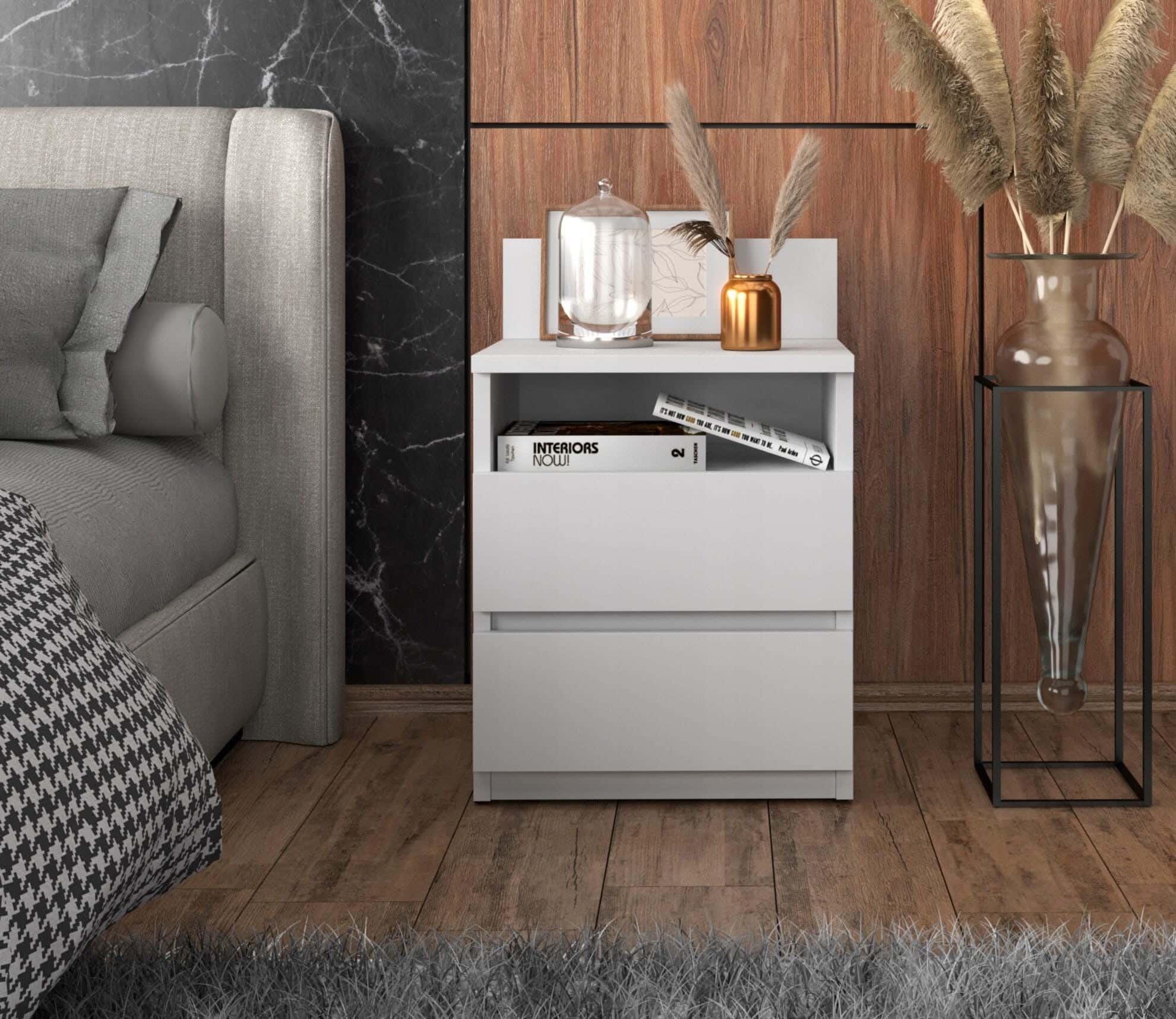 MDF Wood Modern Commode, 65x40x32 cm - White